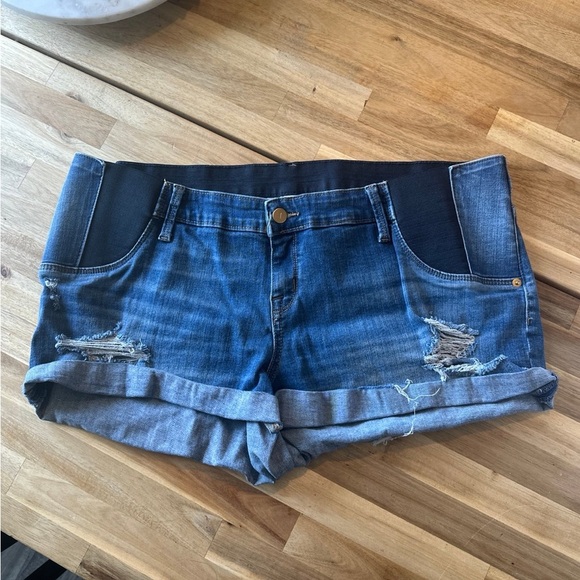 Isabel Maternity by Ingrid & Isabel Distressed Blue Jean Shorts - Picture 1 of 4